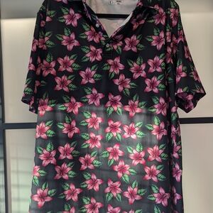Floral Polo Shirt with Pink Flowers- Master's Style